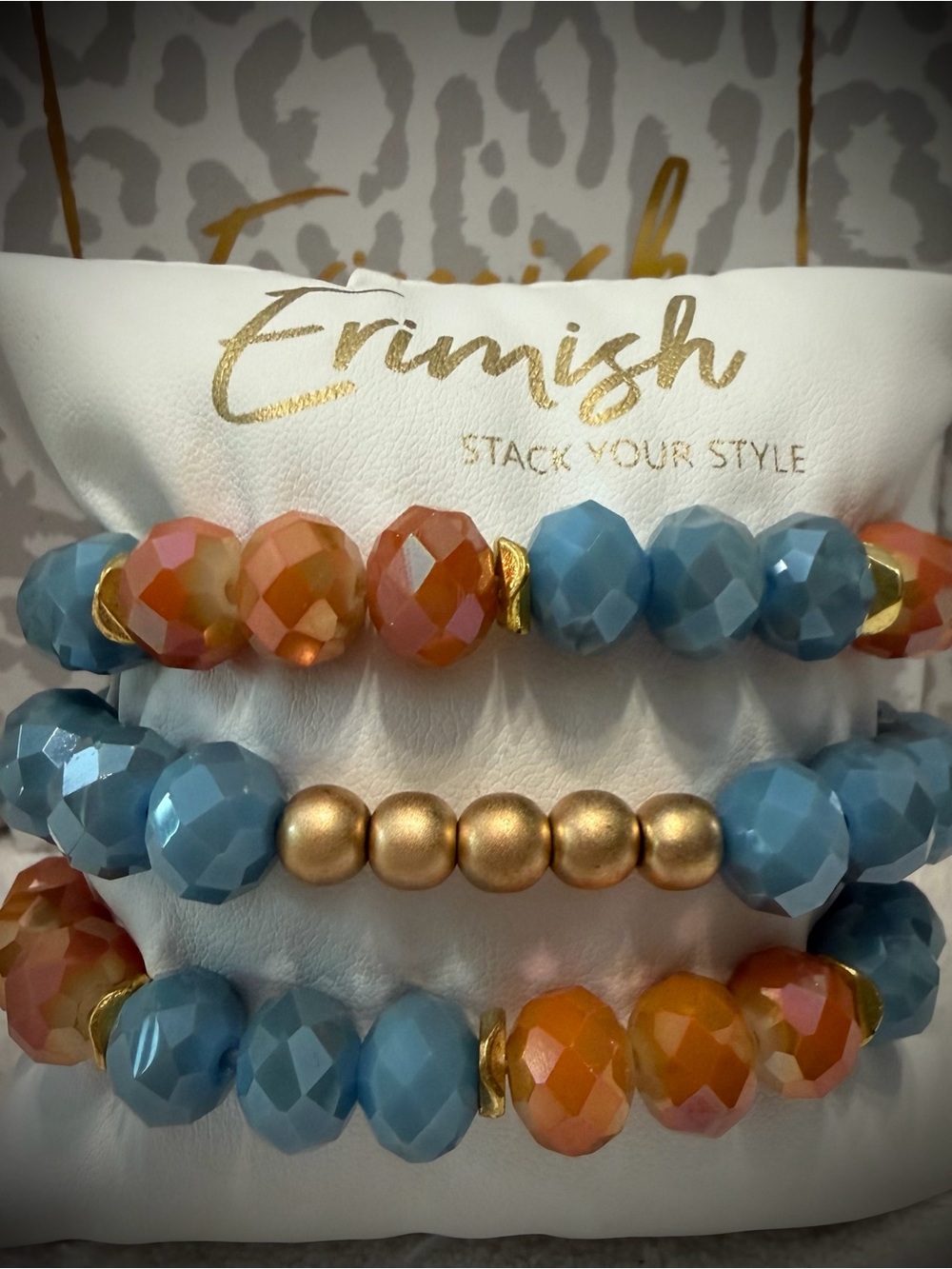 New ERIMISH Bracelets 3 Pc- Blue & Gold - Custom Regular, Kids or Extended Size